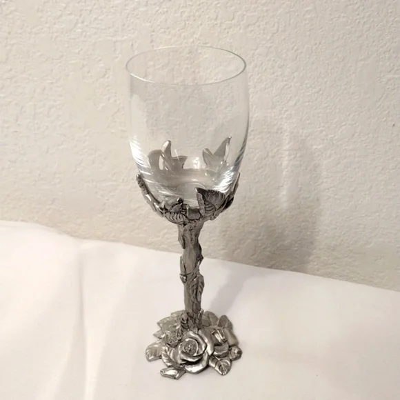 pewter flower crystal glass - Picture 1 of 10